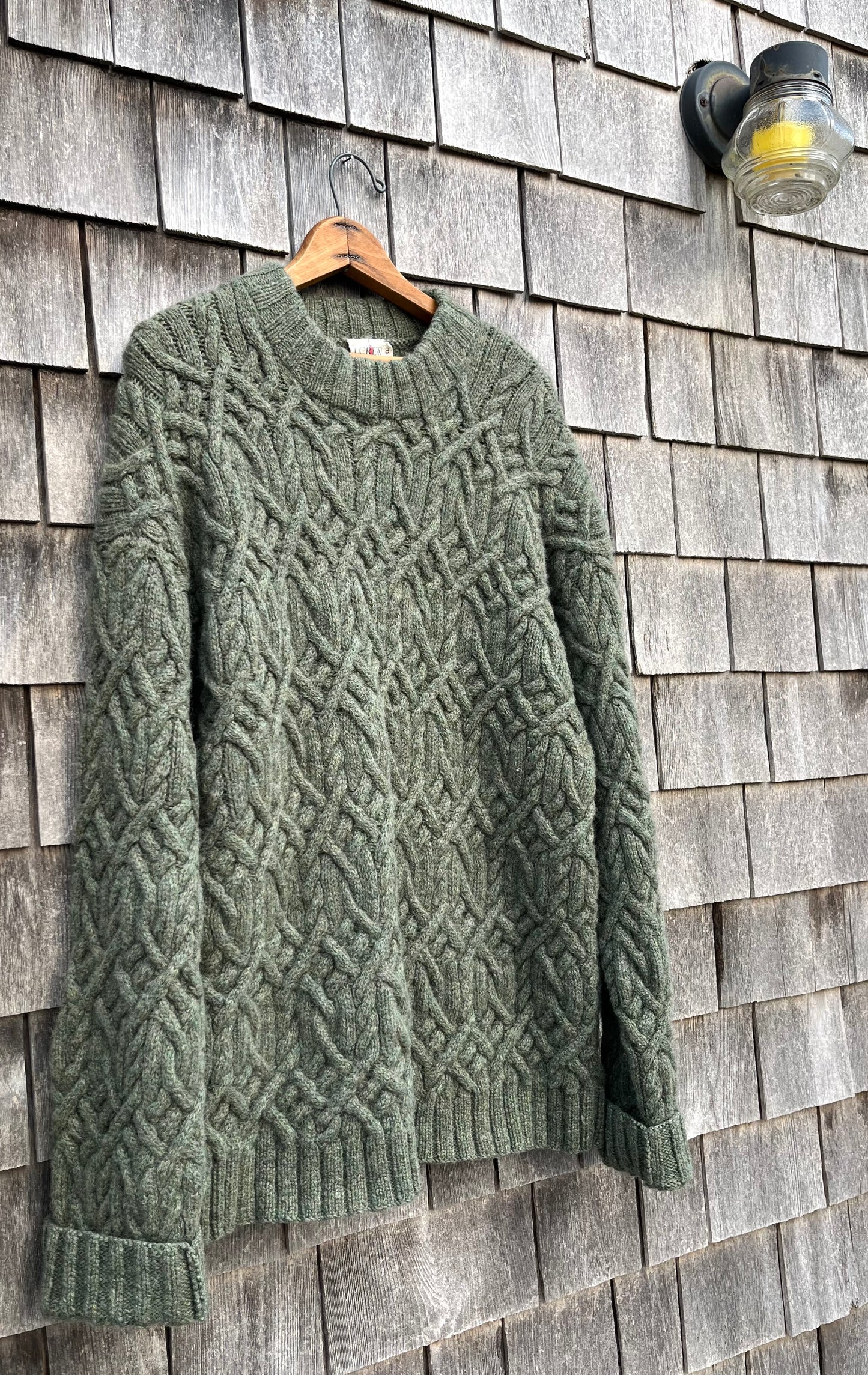 90s J. Crew Chunky Lattice Knit Wool Sweater (XL)