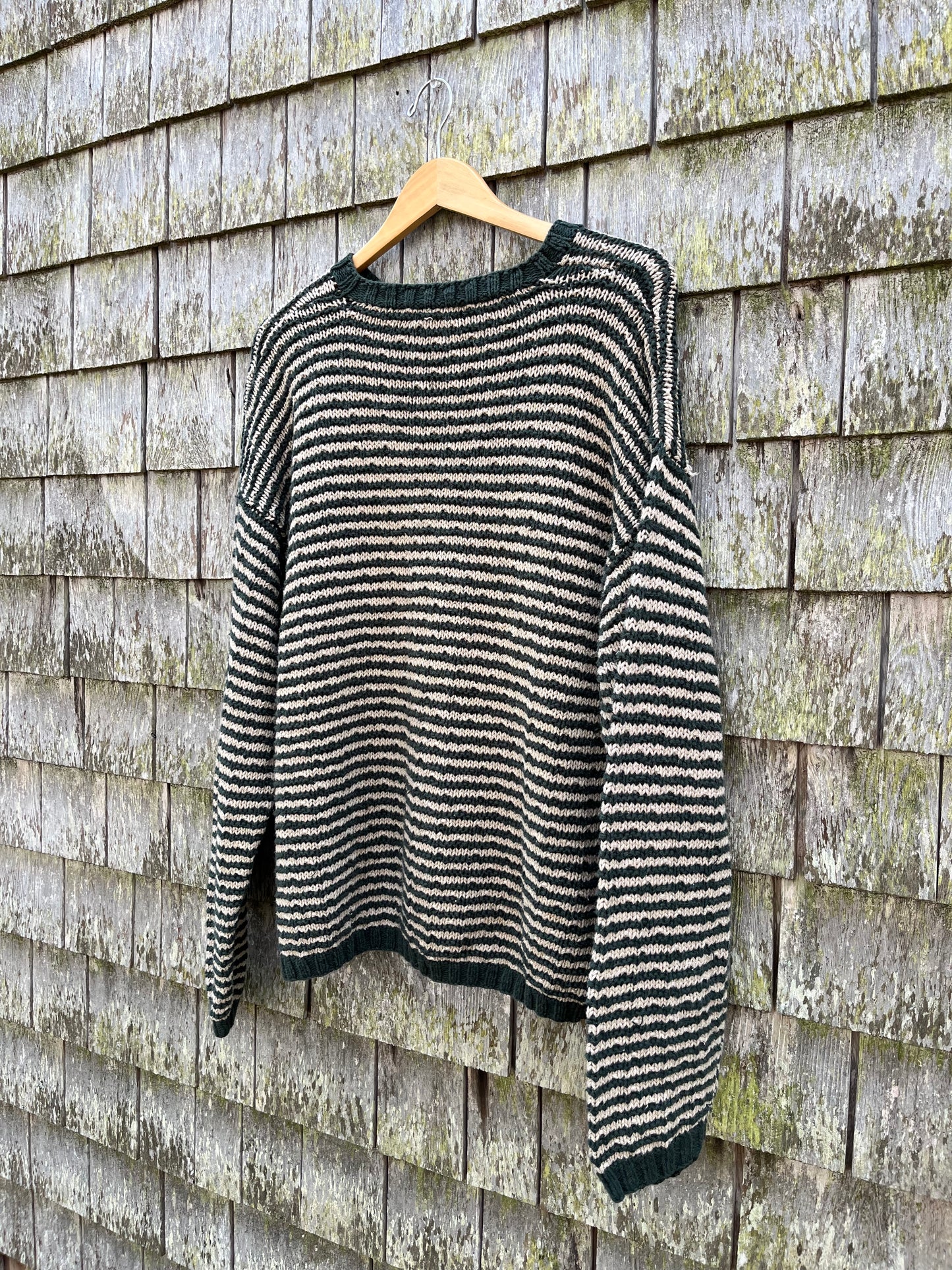 90s J.Crew Linen Cotton Broken Stripe Knit Sweater (XL)