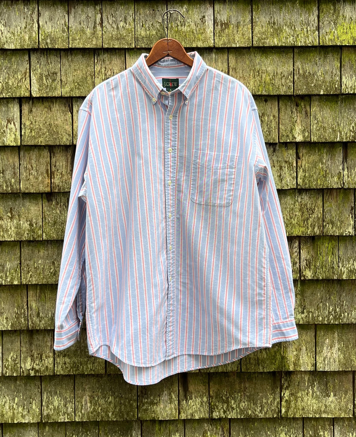 90s J.Crew Candy Stripe Cotton Oxford Cloth Button Down Shirt (L)
