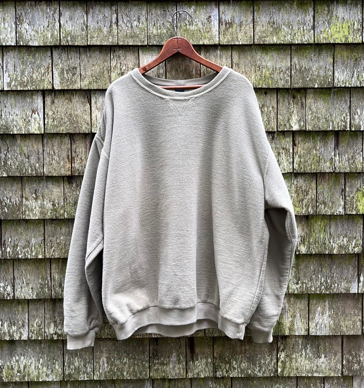 90s Lands End ‘Cobble Cloth’ Cotton Pique Sweatshirt (XL/XXL)