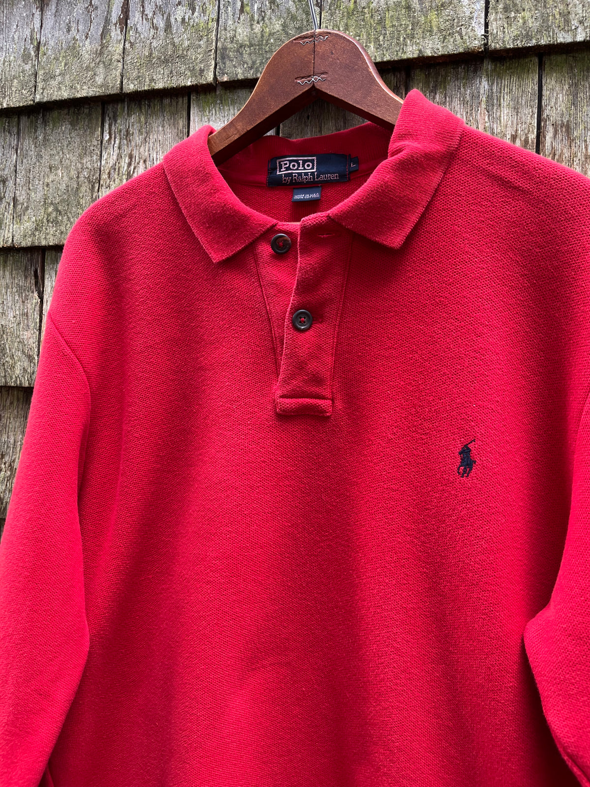 90s Polo Ralph Lauren Heavyweight Long Sleeve Polo Shirt (L)