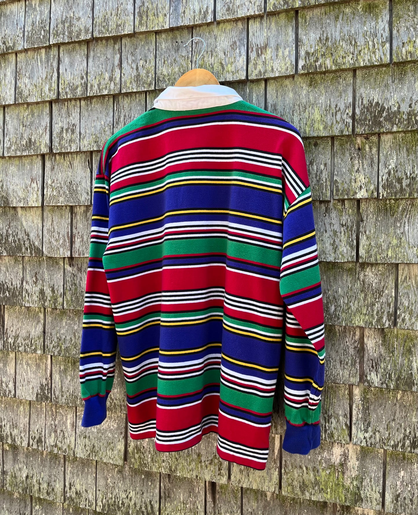 90s J.Crew Multi Stripe Cotton Rugby Shirt (L)
