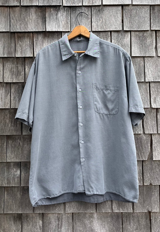 60s Unknown Brand Vintage Gabardine Short Sleeve Shirt (XL)