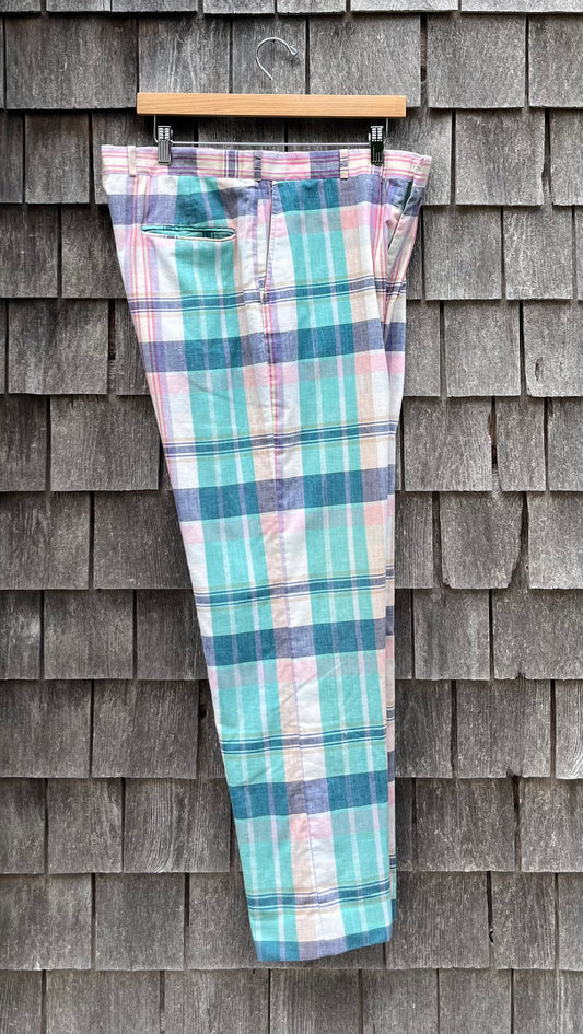 80s Berle for Murray's Toggery Nantucket Plaid Madras Pants (34/30”)