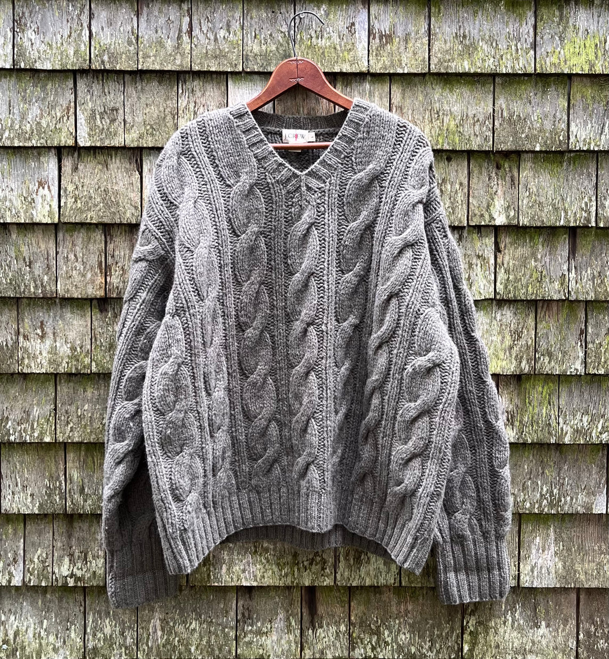 90s J.Crew Chunky Cable Knit Wool Sweater (XL)