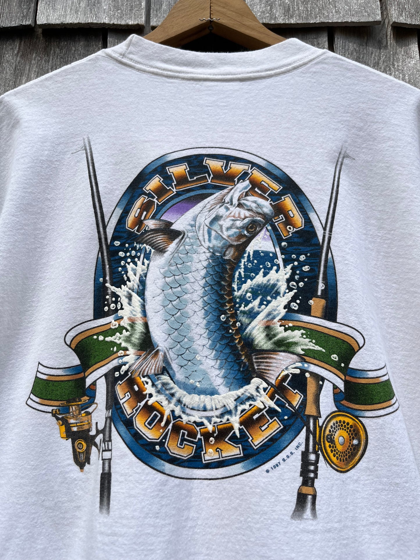 90s Penn International II Silver Rocket Tarpon Fishing T-Shirt (L)