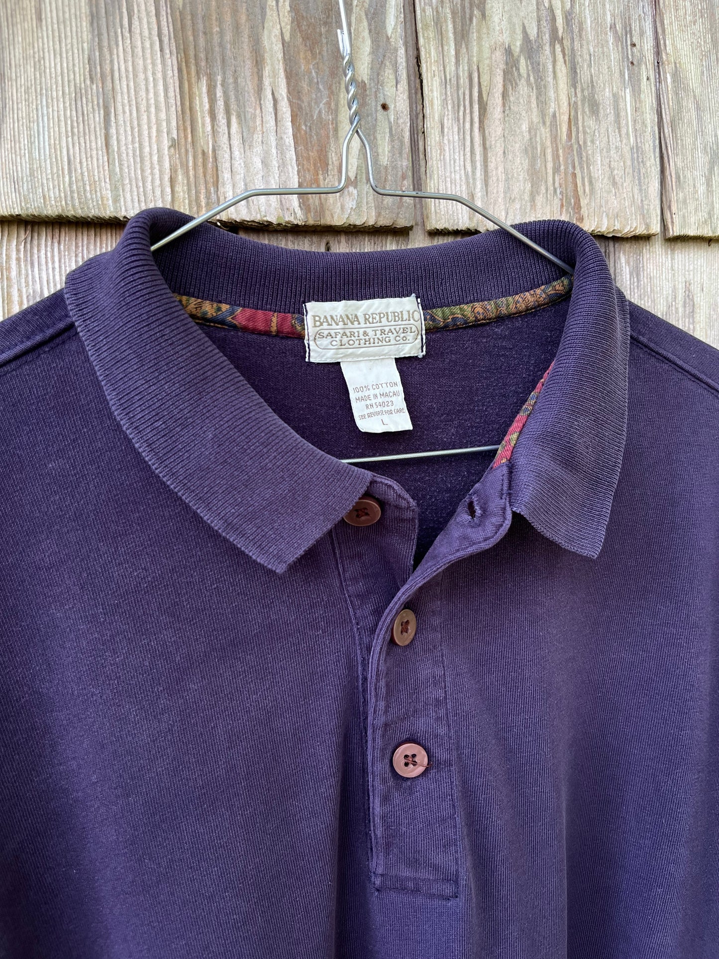 90s Banana Republic Long Sleeve Cotton Polo Shirt (L)