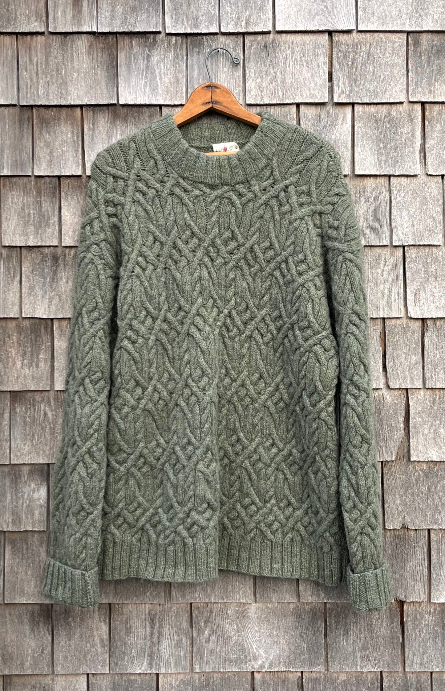 90s J. Crew Chunky Lattice Knit Wool Sweater (XL)