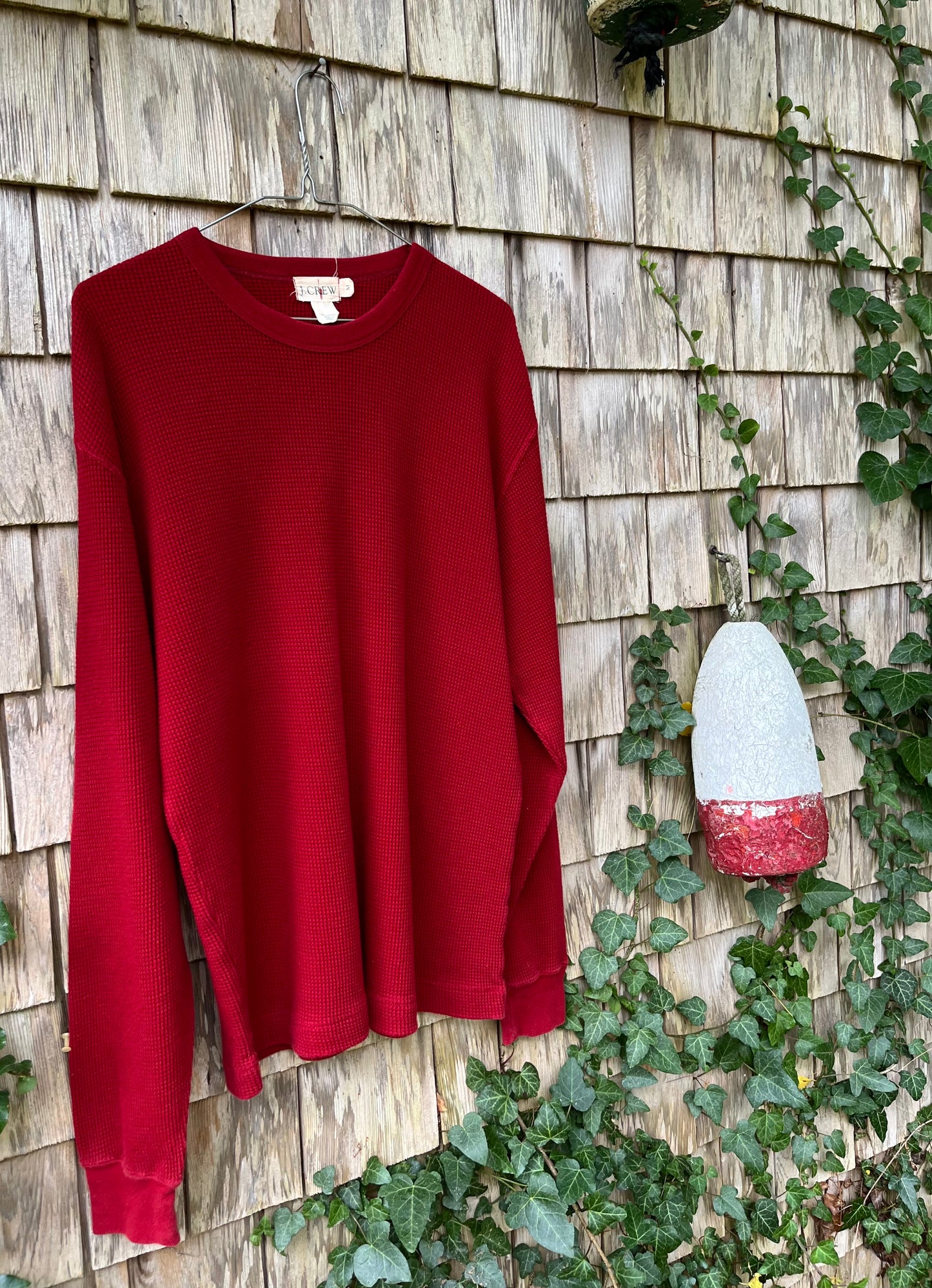 90s J. Crew Waffle Knit Cotton Thermal Shirt (L)