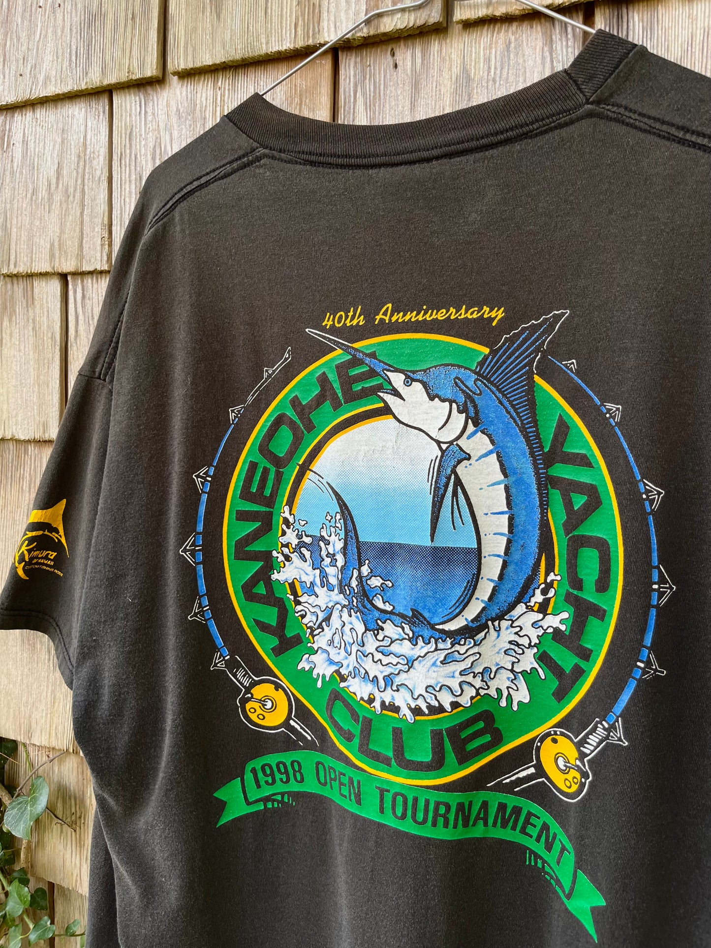 90s Kaneohe Yacht Club Hawaii Open Fishing Tournament Pocket T-Shirt (XL)