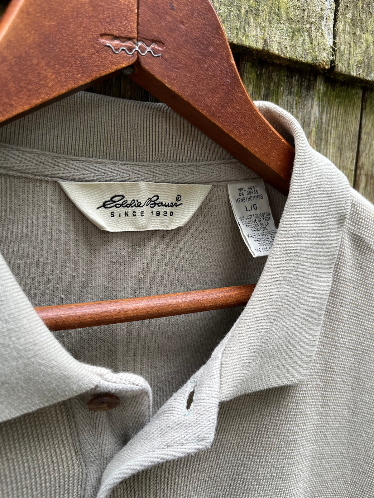 90s Eddie Bauer Pique Cotton Long Sleeve Pocket Polo Shirt (L/XL)
