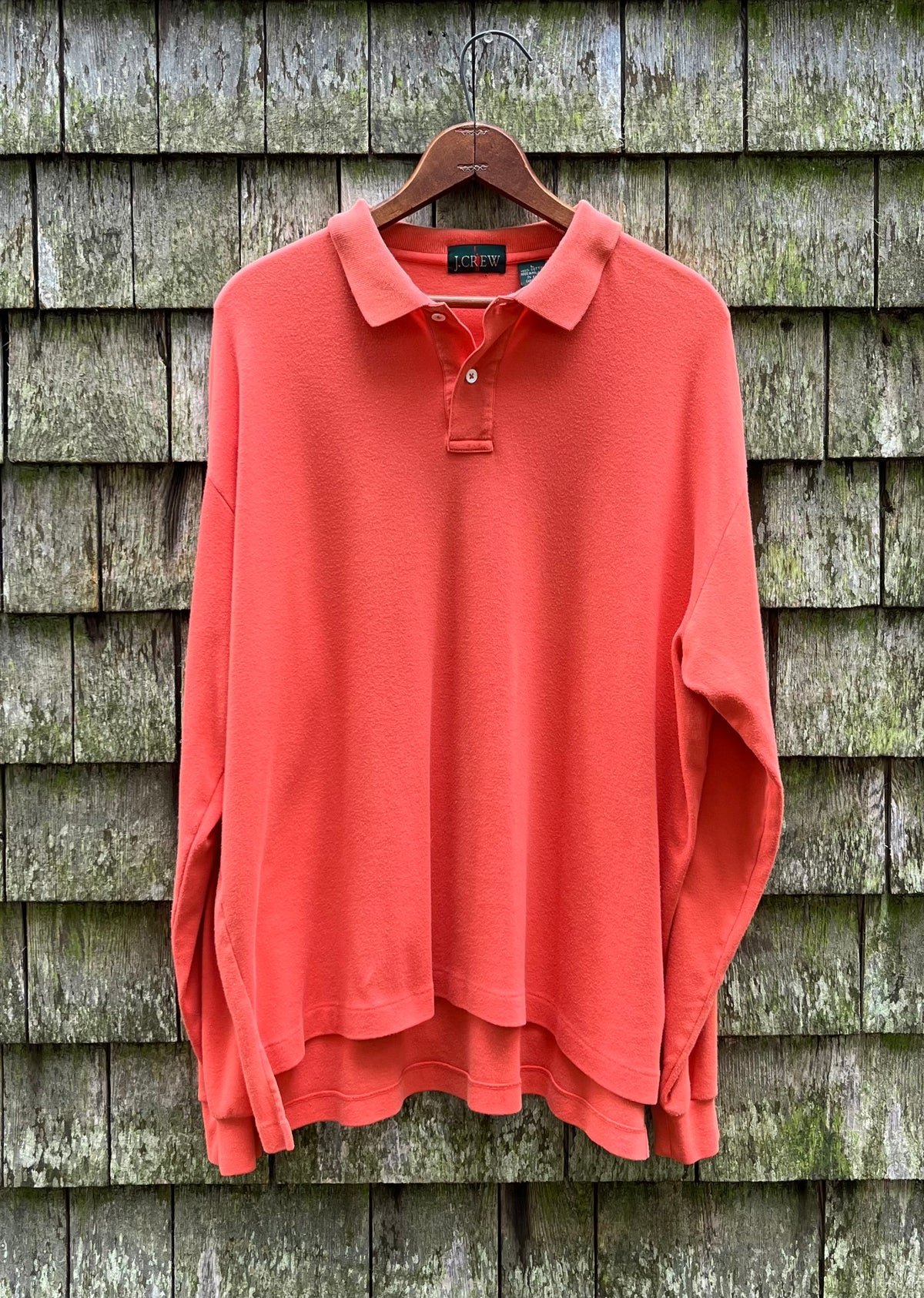 90s J.Crew Brushed Cotton Long Sleeve Polo Shirt (L/XL)