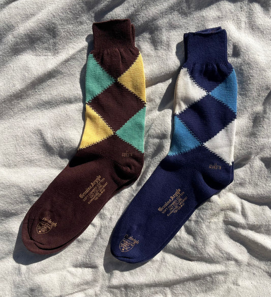 60s Pennleigh Argyle Pattern Cotton Socks Size 11 (2x pairs)