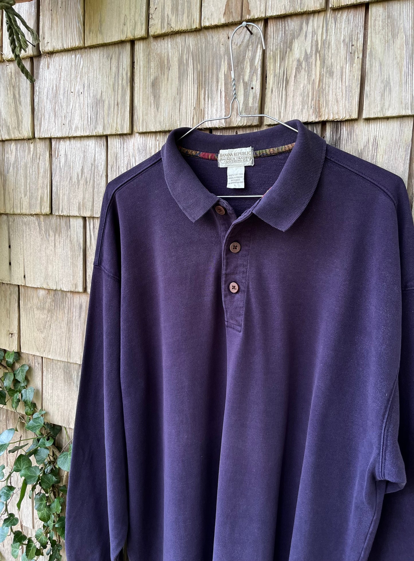 90s Banana Republic Long Sleeve Cotton Polo Shirt (L)