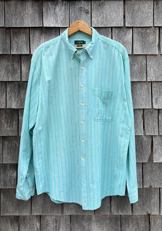 90s J. CREW Lightweight Cotton Multi Stripe Button Down Shirt (XL)