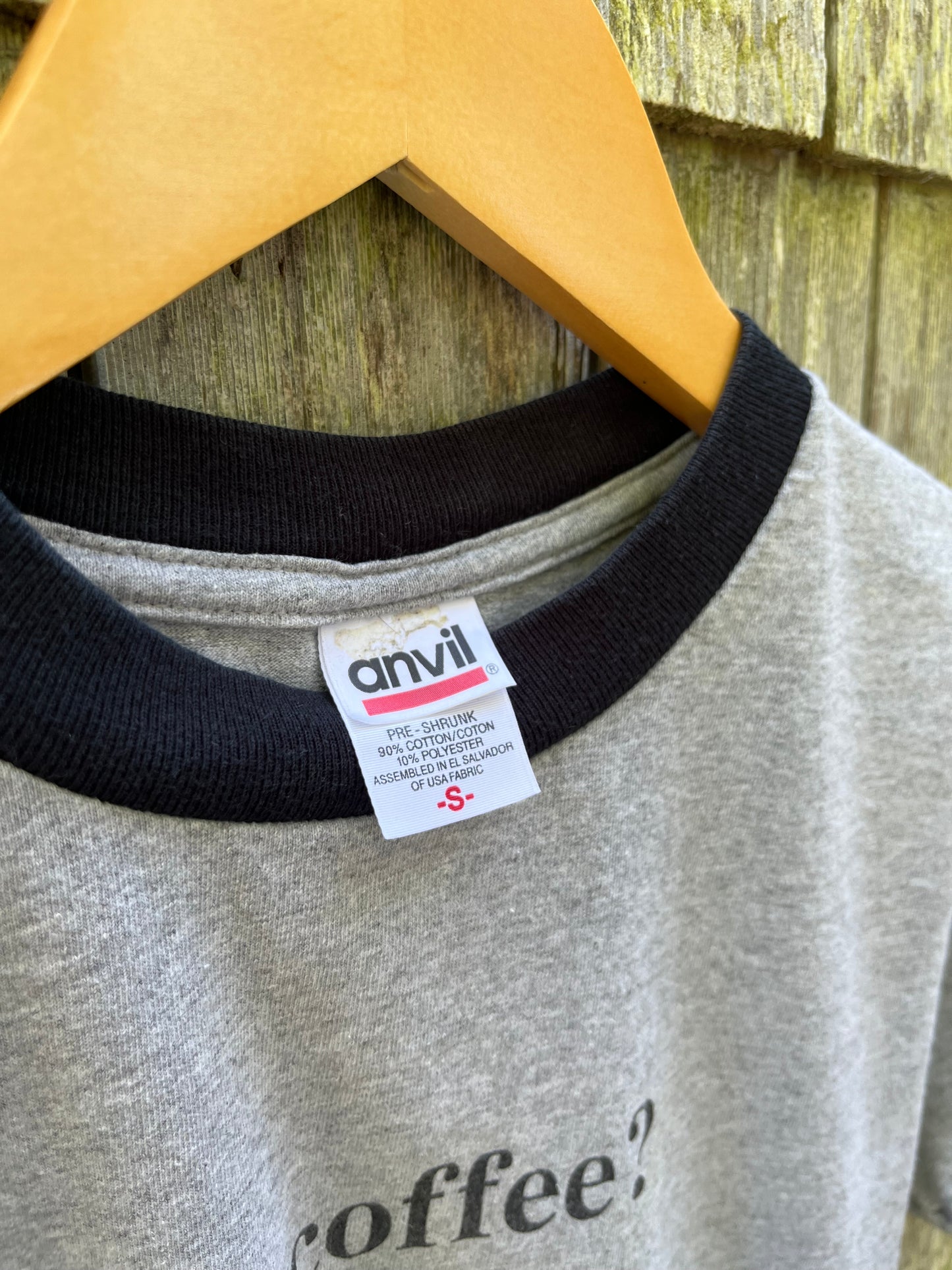 00s Brewster General Store ‘Got Coffee?’ Cropped Ringer T-Shirt (S)