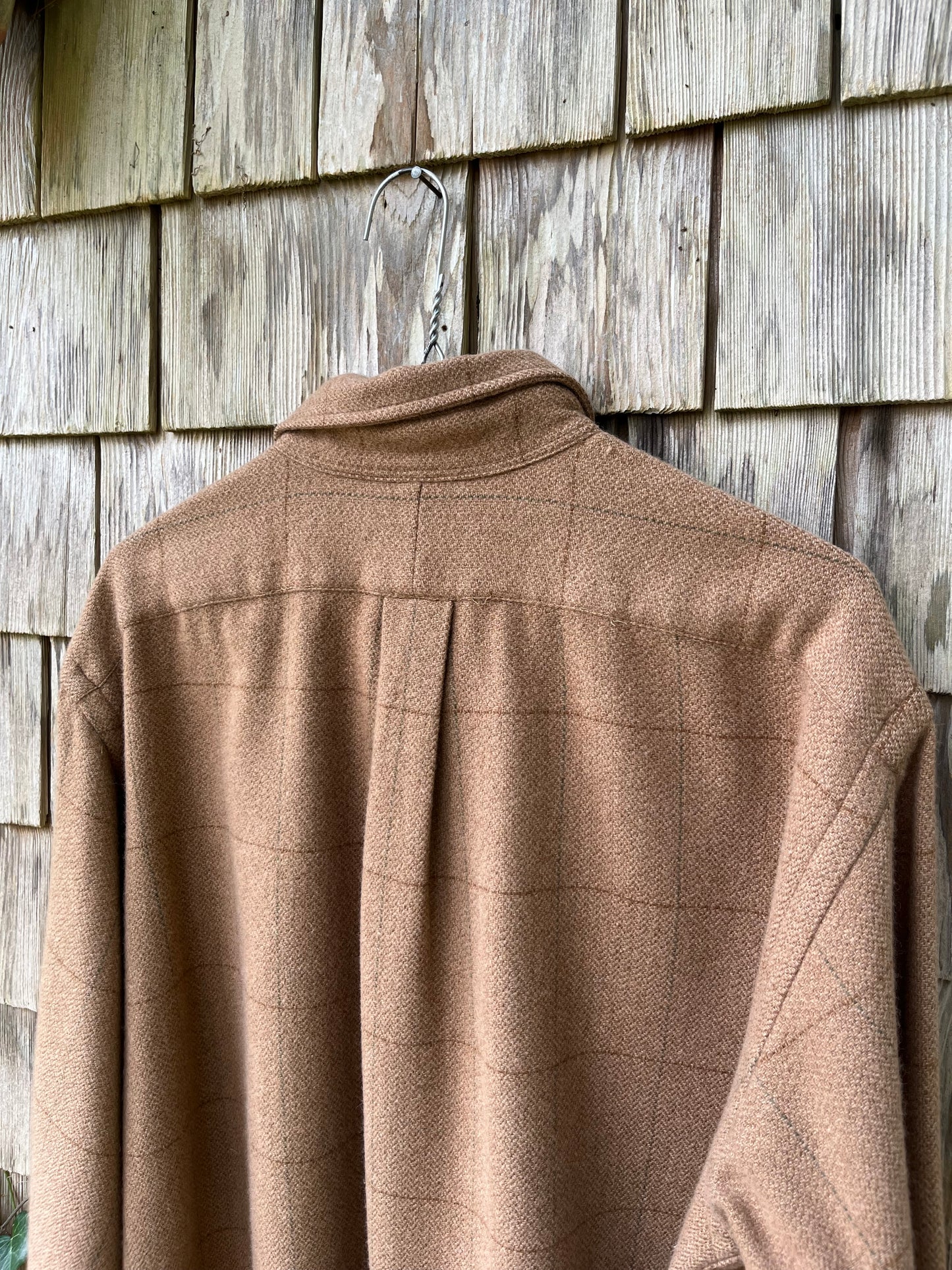 90s Polo Ralph Lauren ‘Pratt’ Camel Hair Wool Button Front Shirt (XL)
