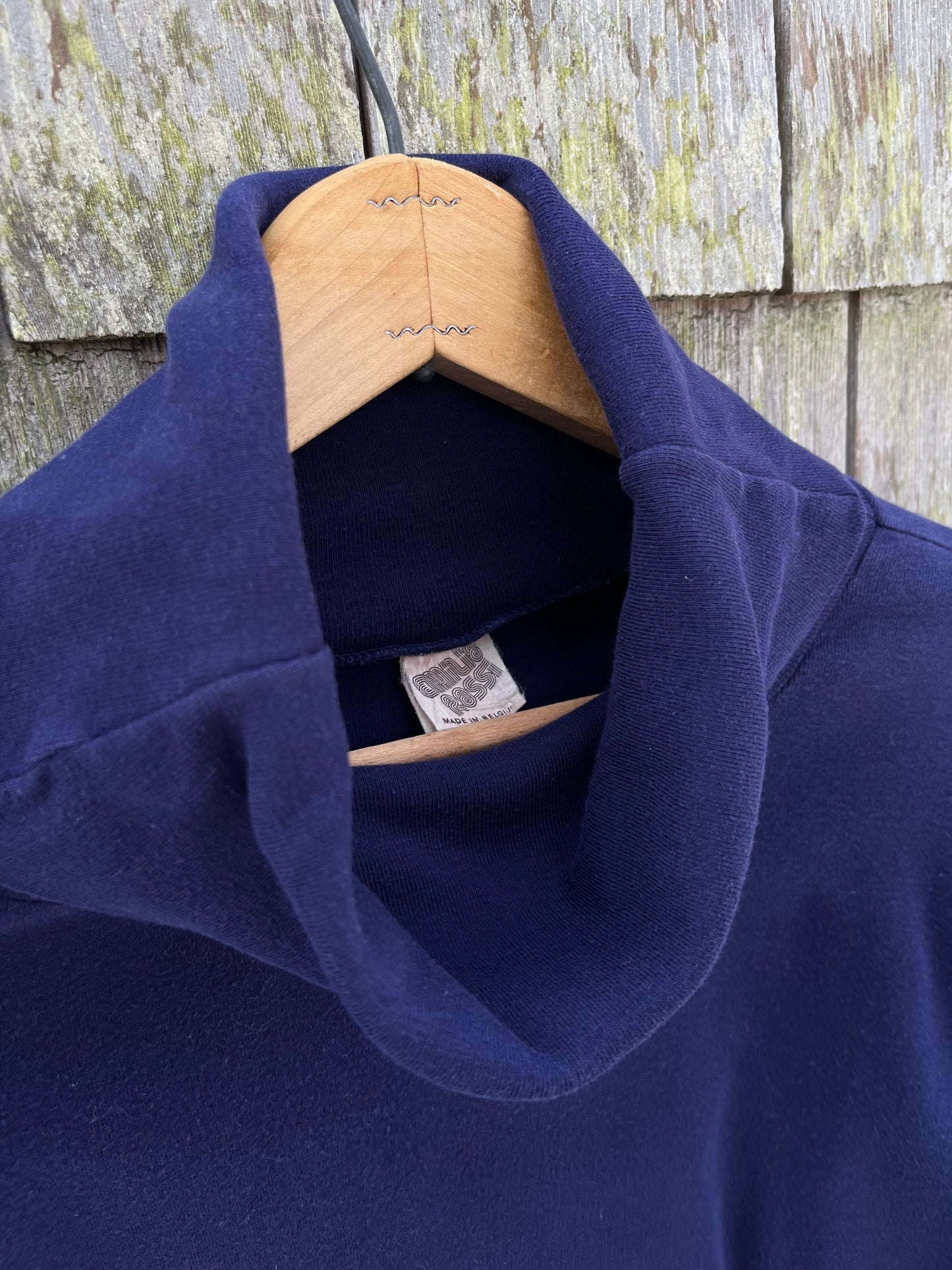 90s Belgian Cotton Funnel Neck Long Sleeve Shirt (S)