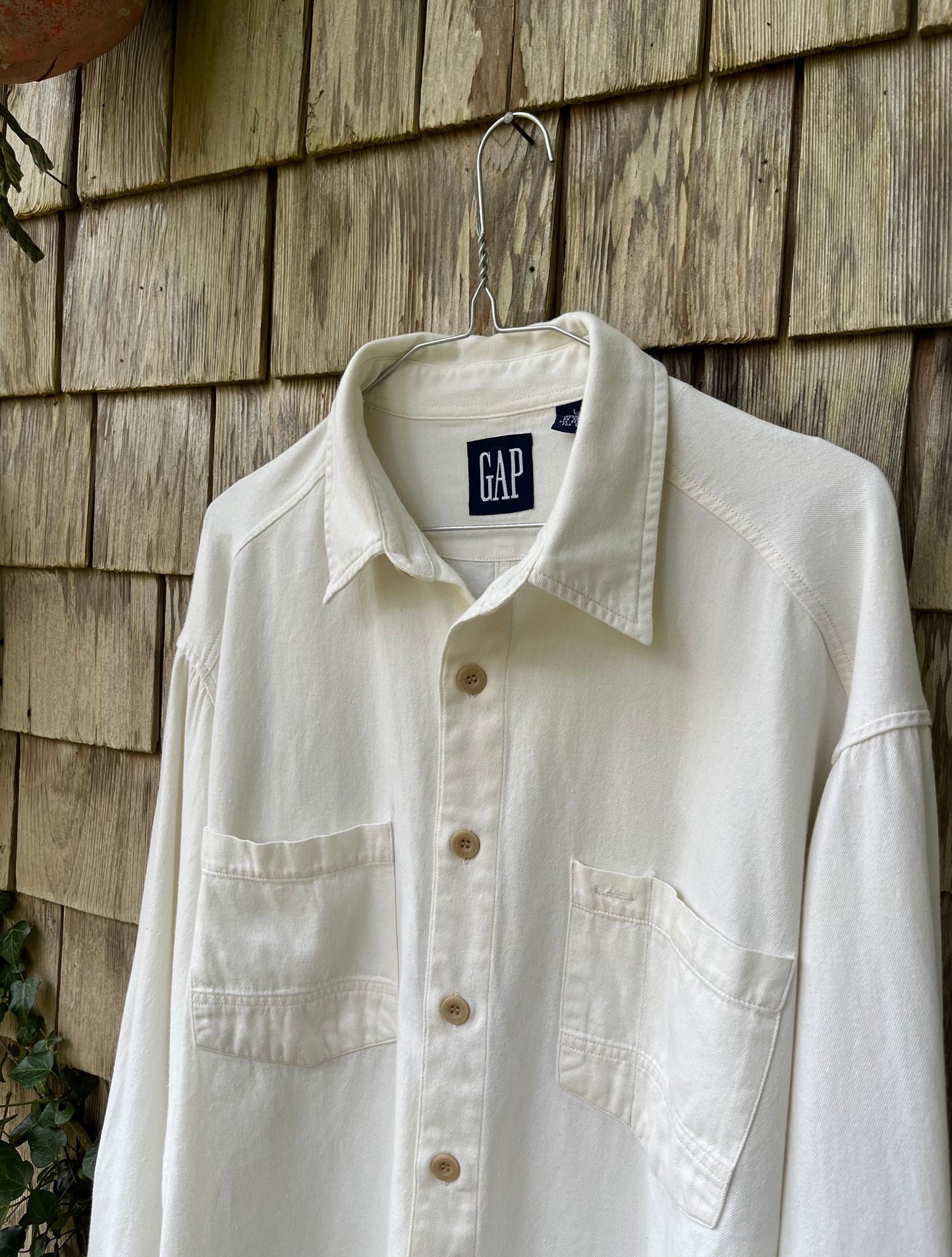 90s GAP Cotton Twill Button Front Work Shirt (XL)