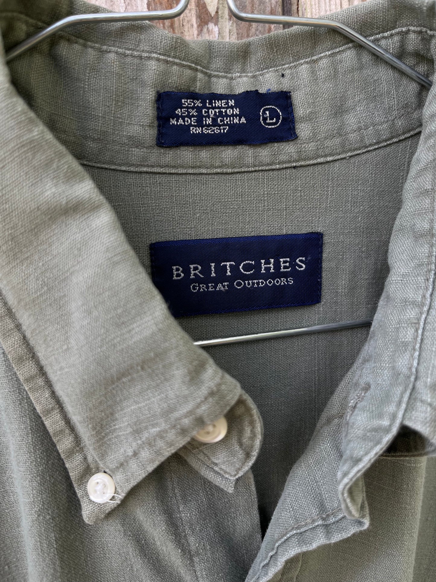 90s Britches Linen Cotton Blend Button Down Shirt (XL)