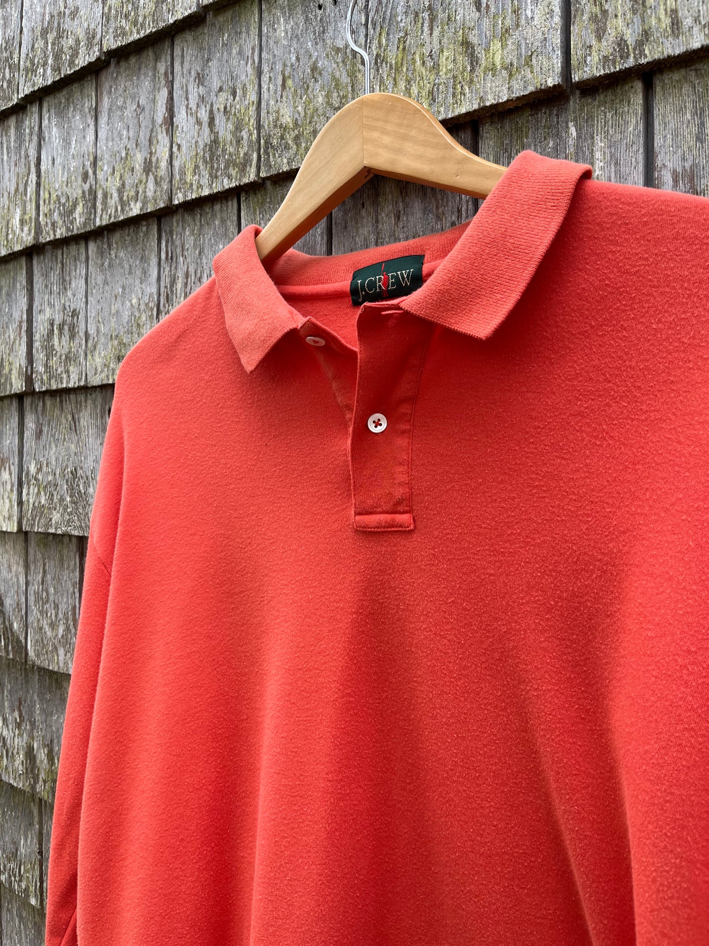 90s J.Crew Cotton Long Sleeve Polo Shirt (XL)