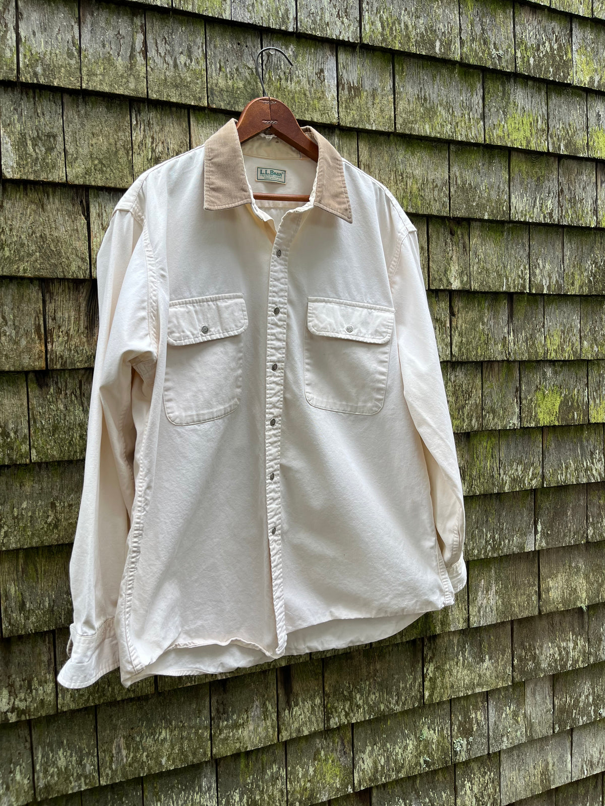 90s L.L. Bean Snap Front Cotton Canvas Work Shirt (XL)