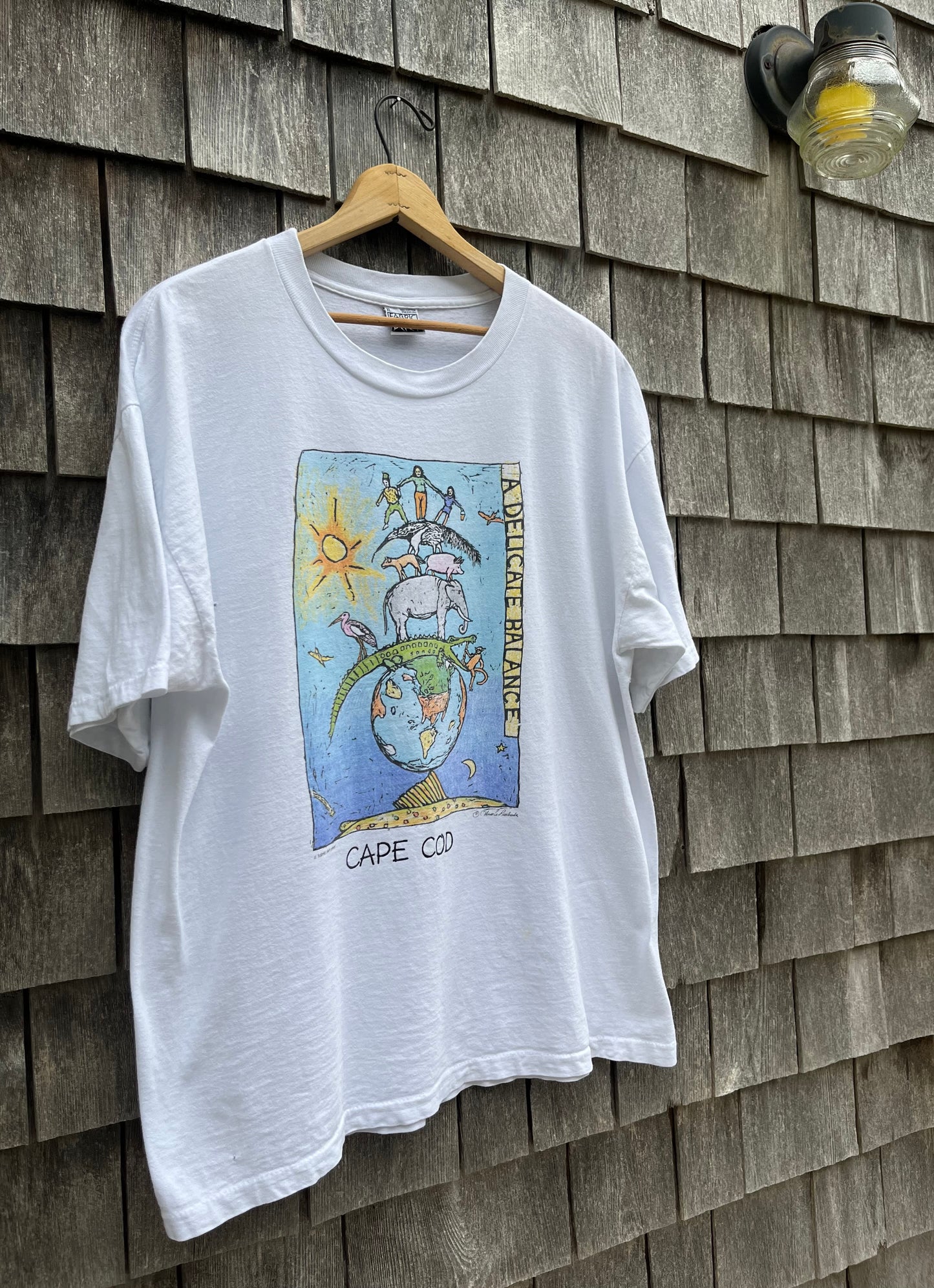 90s Fabric Art Prints Cape Cod 'A Delicate Balance' T-Shirt XL