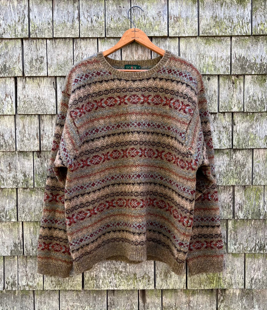 90s J.Crew Fair Isle Knit Wool Sweater (L/XL)