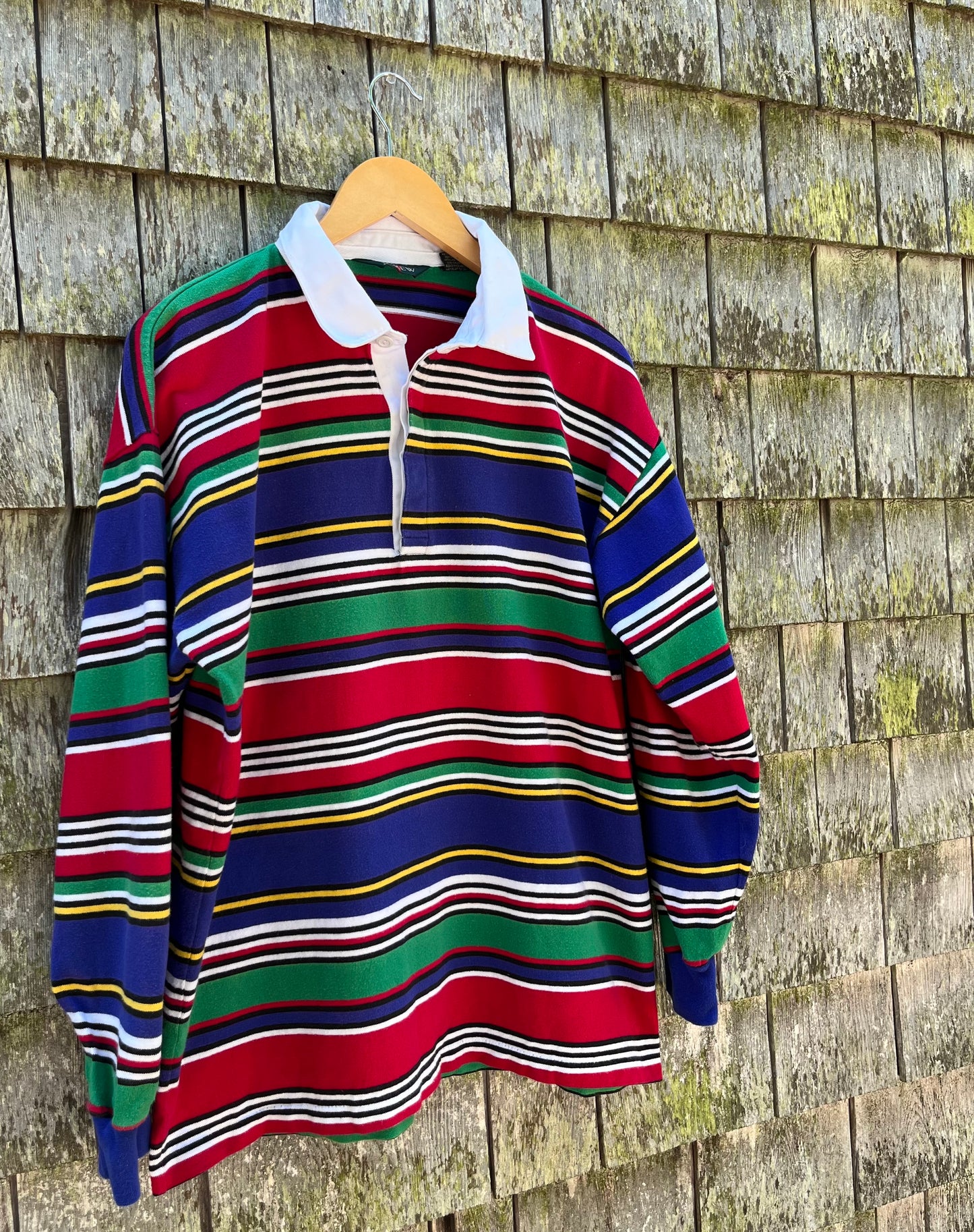 90s J.Crew Multi Stripe Cotton Rugby Shirt (L)