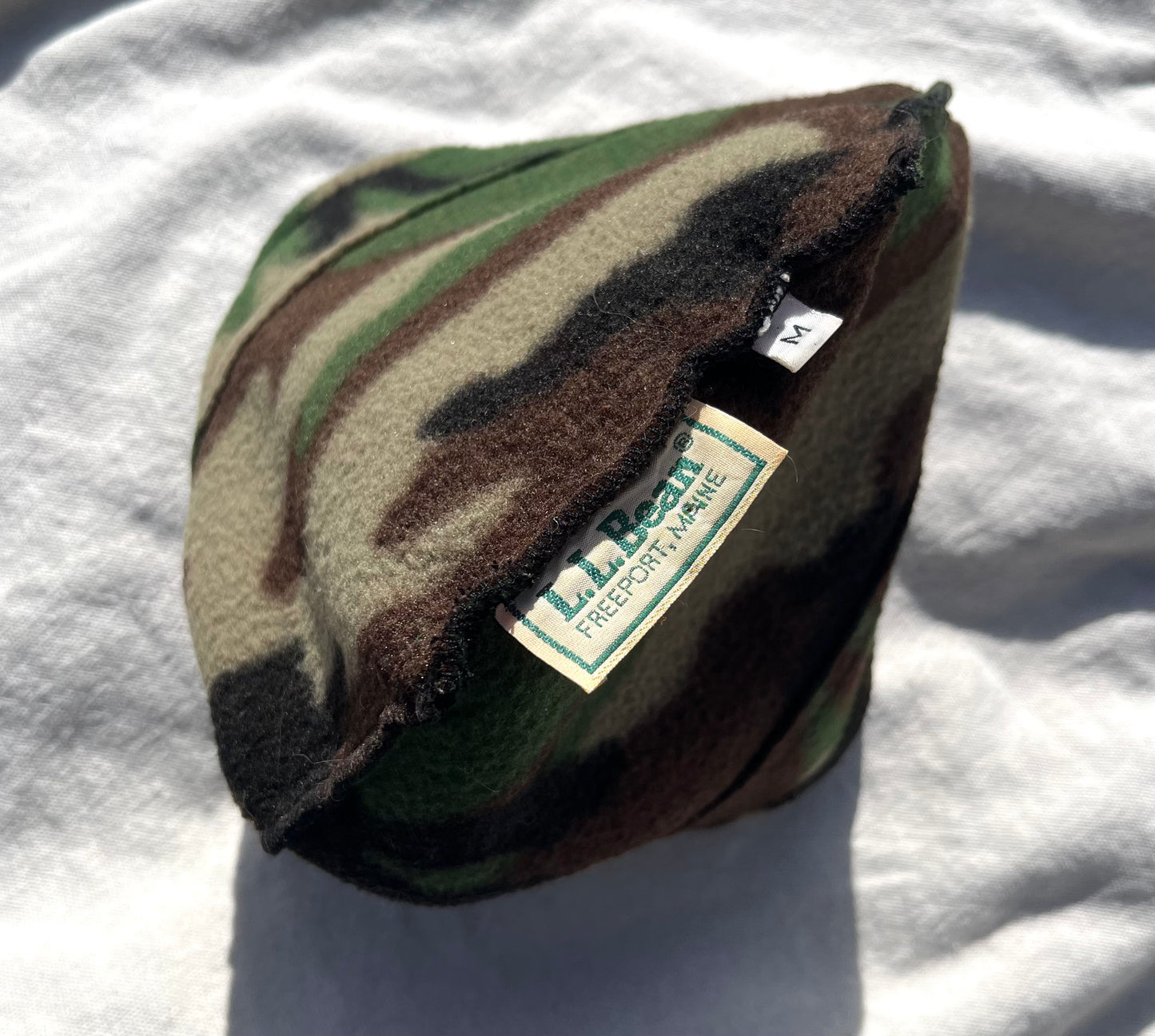 80s L.L. Bean Woodland Camo Fleece Hat (Large)