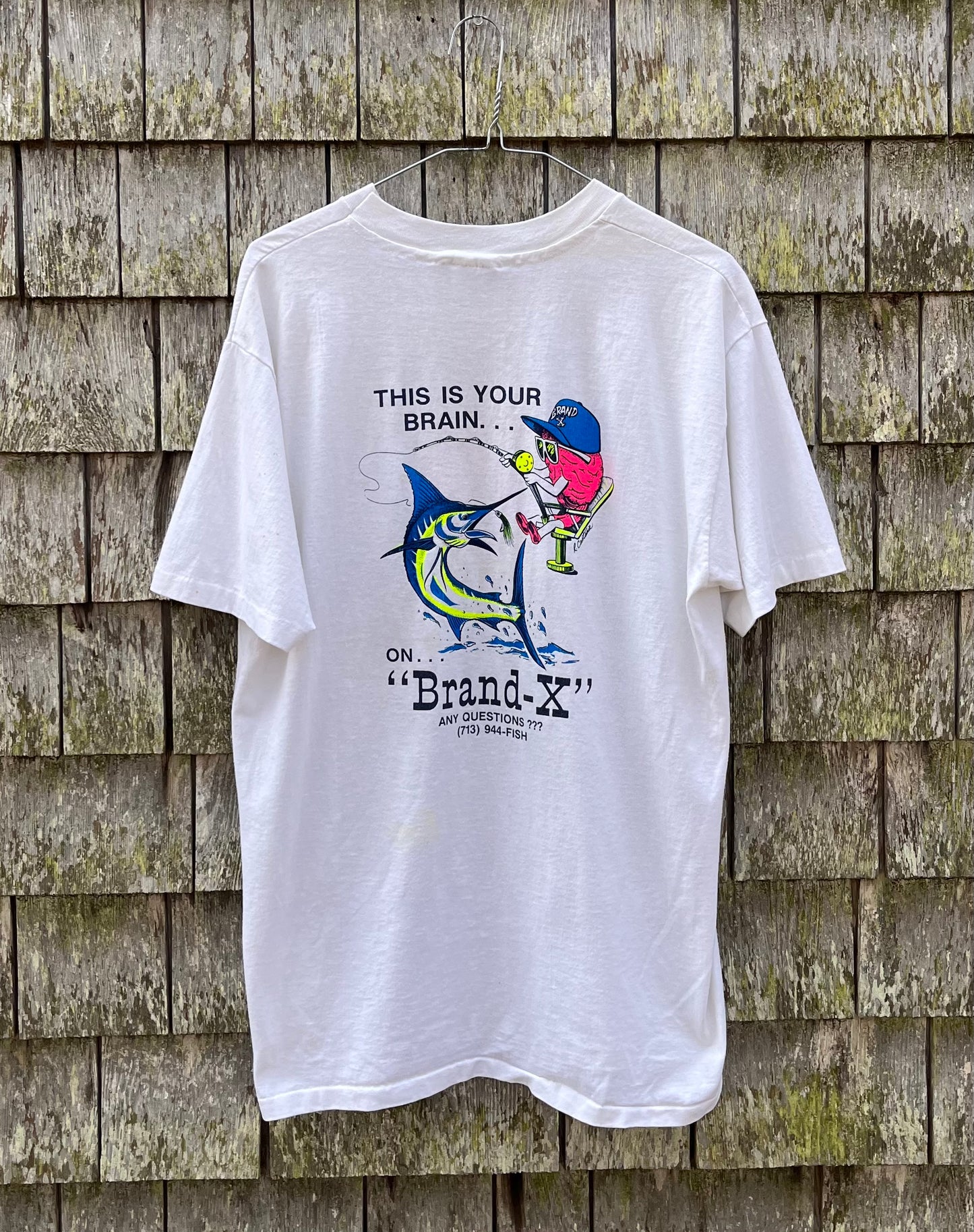 90s ‘This is your Brain’ Brand-X Offshore Fishing T-Shirt (L)