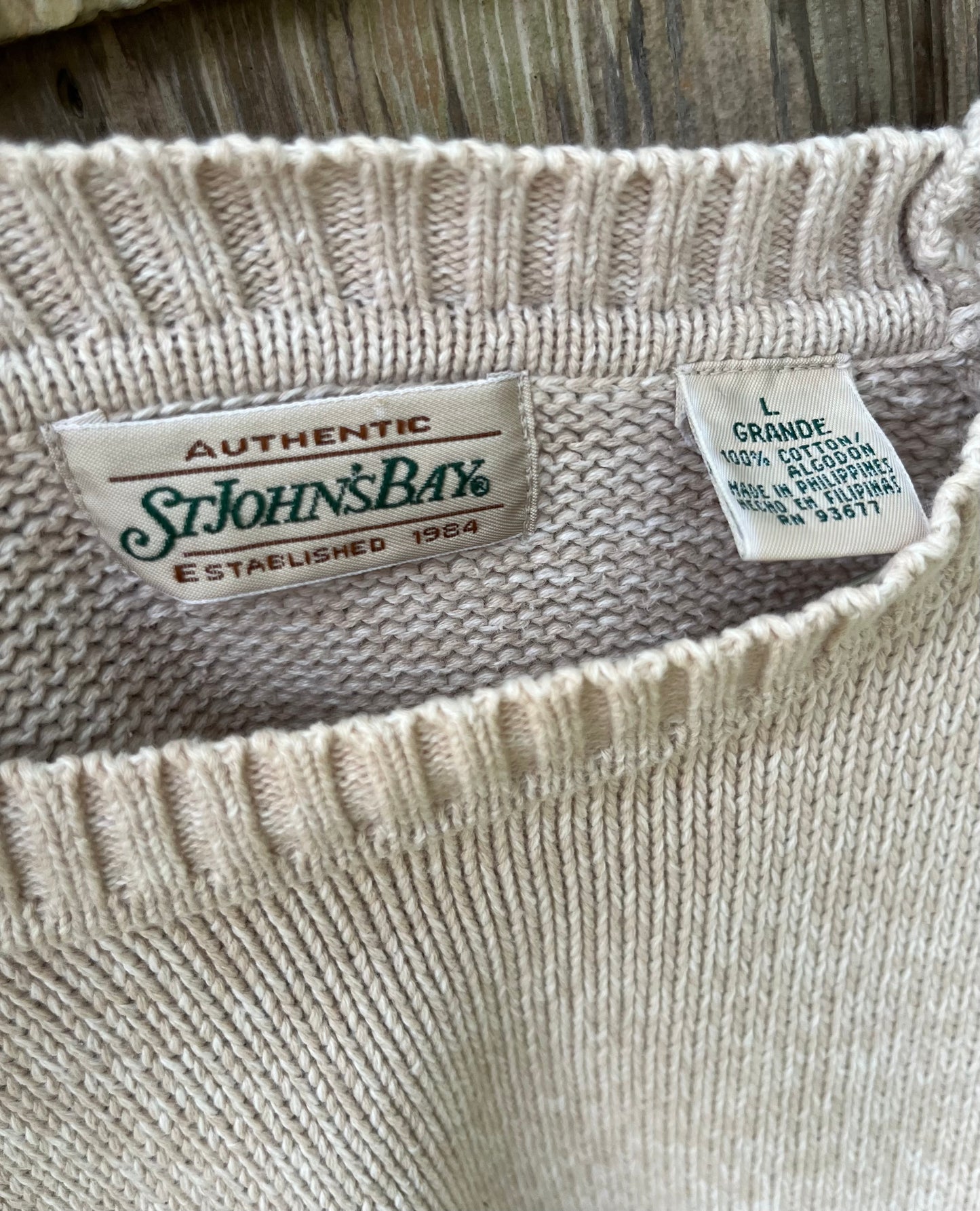 90s St. John’s Bay Cotton Knit Crewneck Sweater (L)