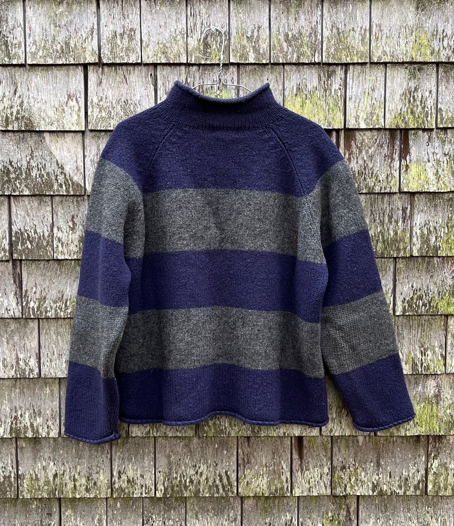 90s J.Crew Border Stripe Wool Roll Neck Sweater (L)