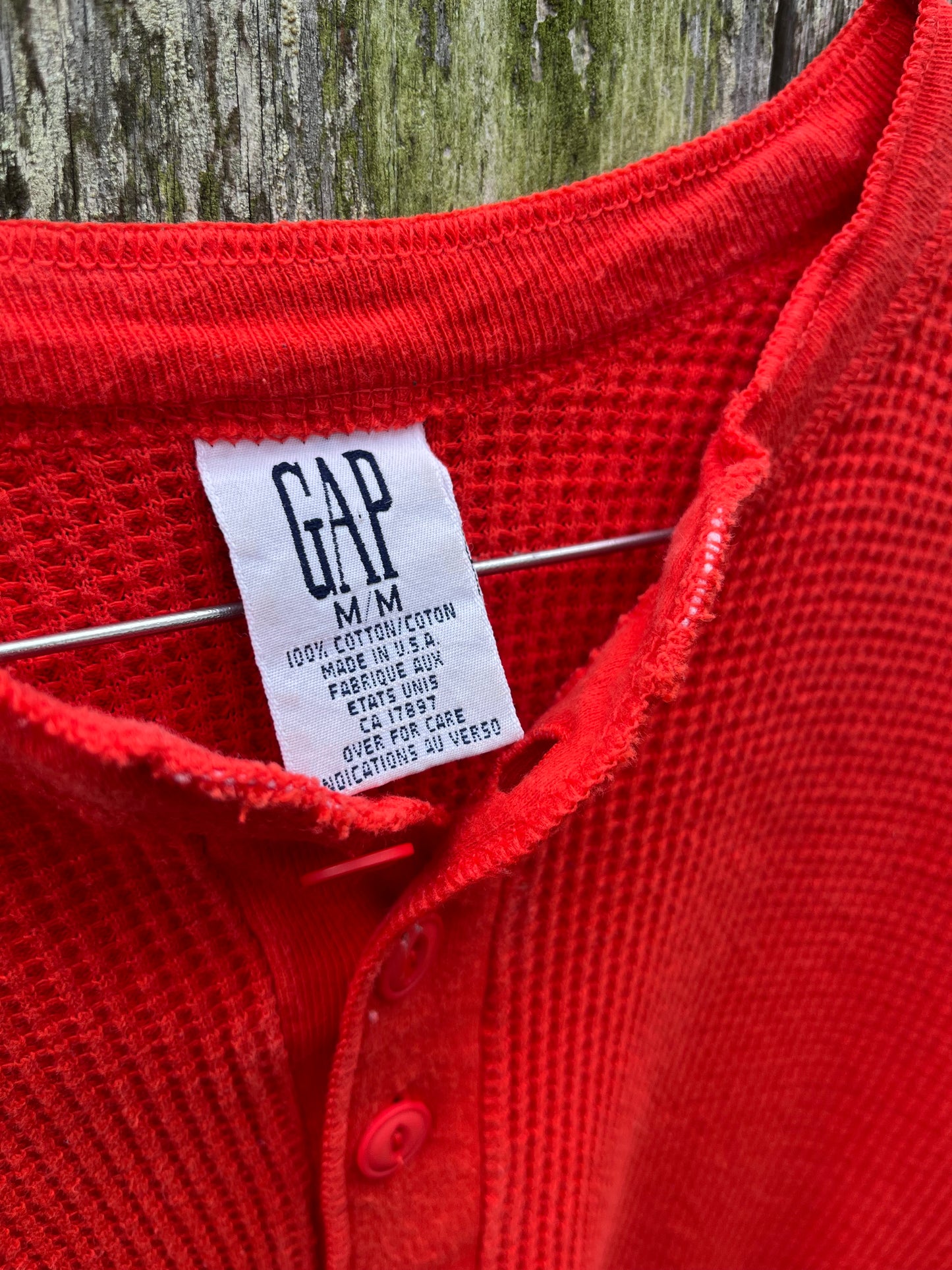 90s GAP Henley Collar Cotton Thermal Shirt (M/L)