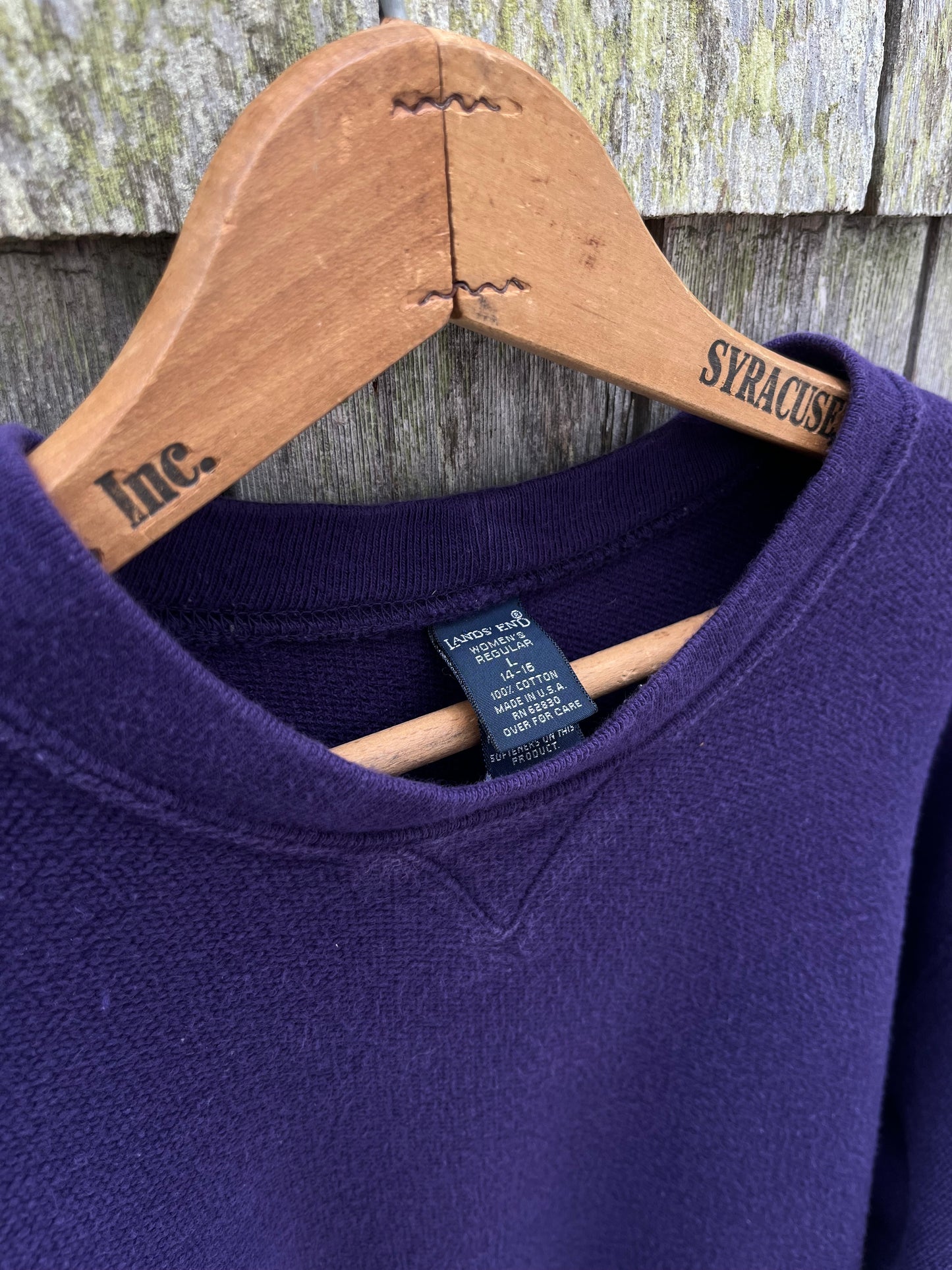 90s Lands’ End ‘Cobble Cloth’ Pique Weave Cotton Crewneck Sweatshirt (L)