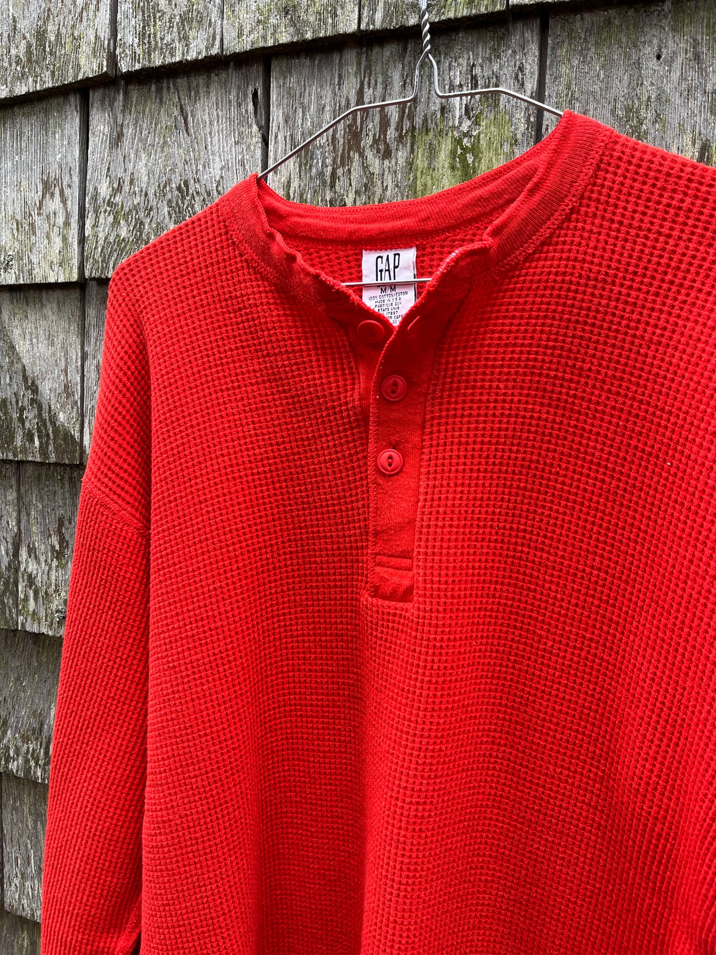 90s GAP Henley Collar Cotton Thermal Shirt (M/L)
