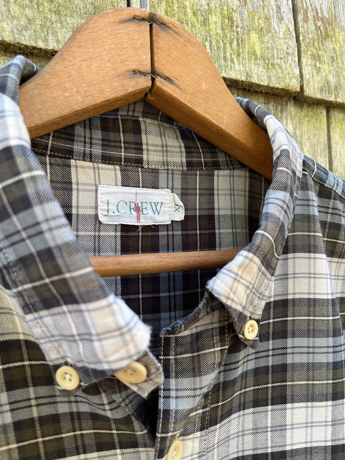 90s J.Crew Plaid Cotton Twill Button Down Shirt (XL)