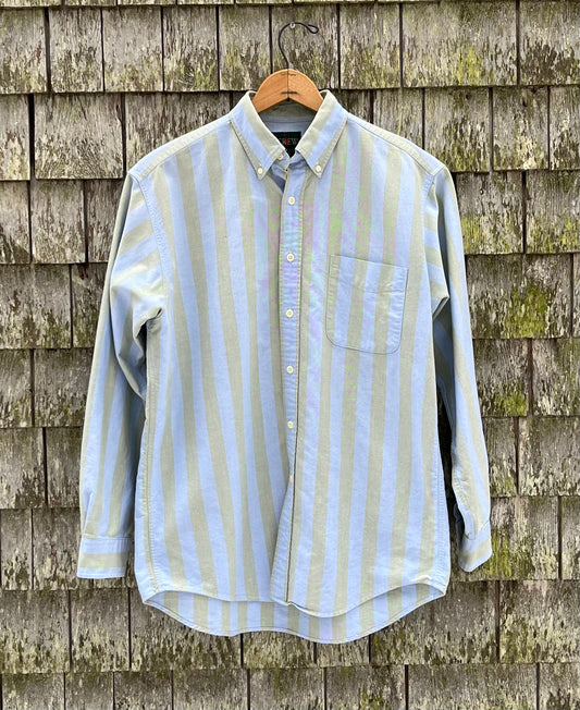 90s J.Crew Awning Stripe Cotton Oxford Cloth Button Down Shirt (L)