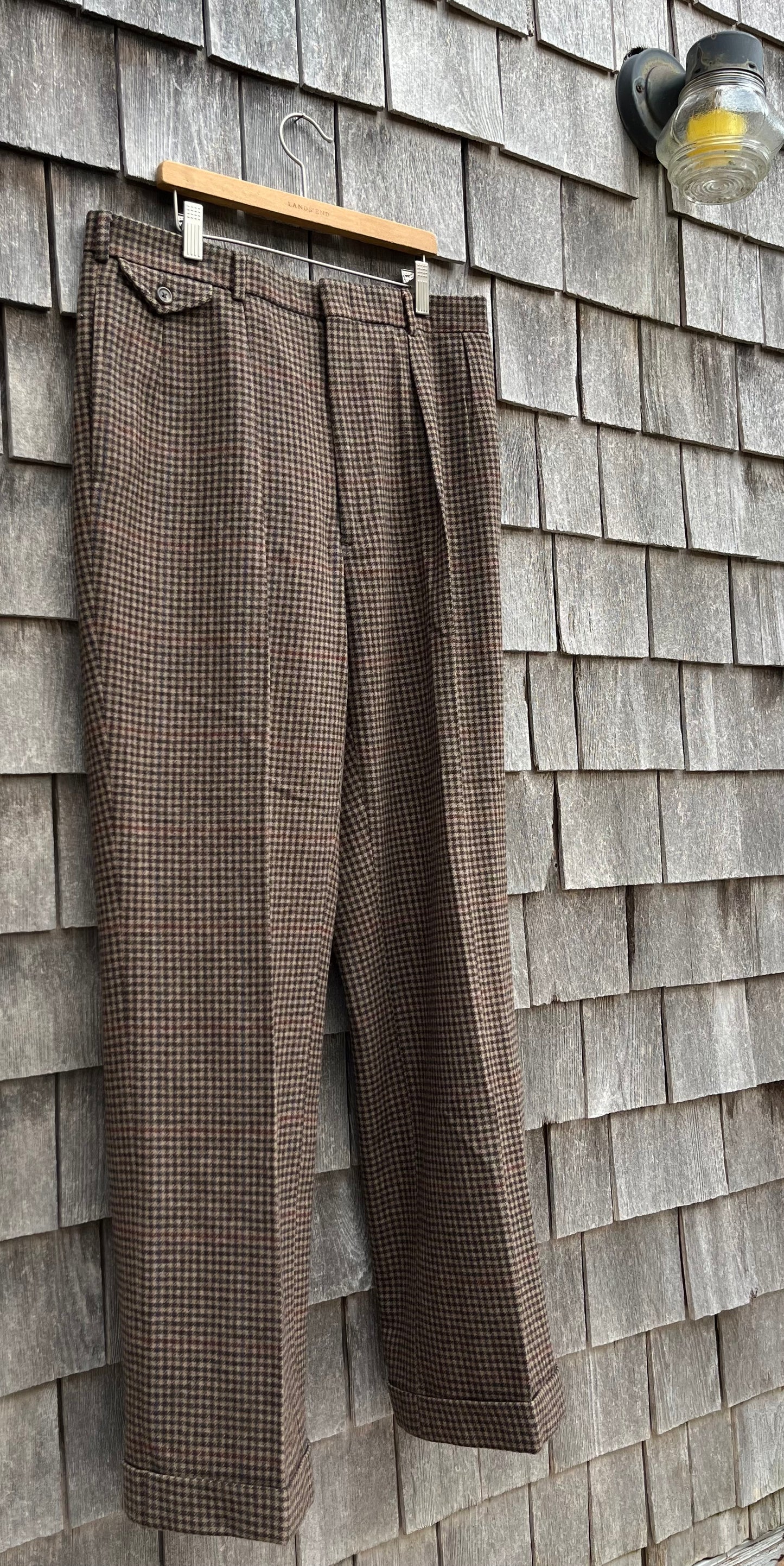 80s Polo Ralph Lauren Herringbone Check Wool Trousers (34/32)