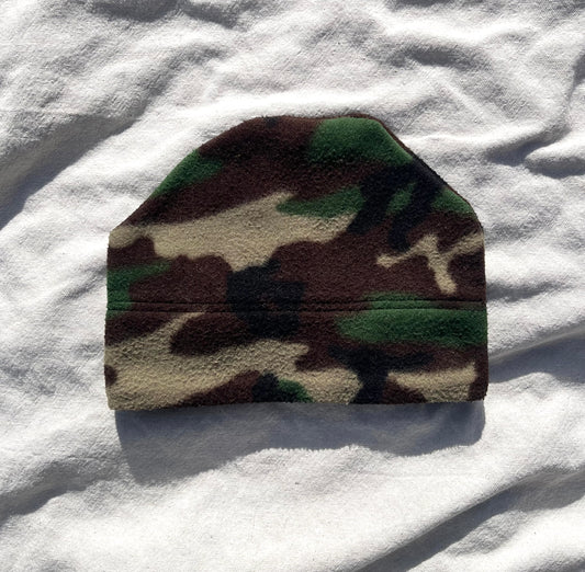 80s L.L. Bean Woodland Camo Fleece Hat (Large)