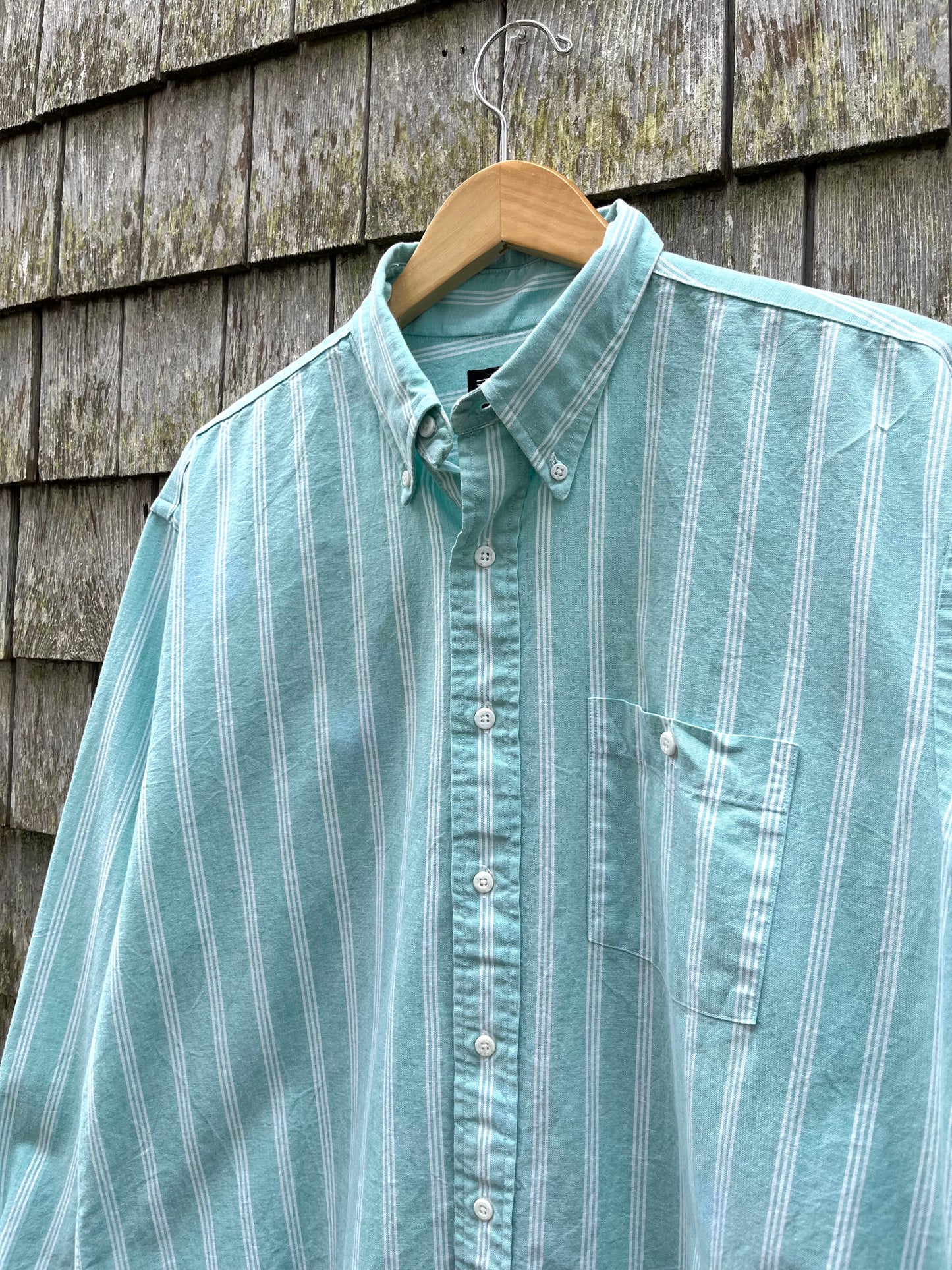 90s J. Peterman Striped Cotton Oxford Cloth Button Down Shirt (XL)