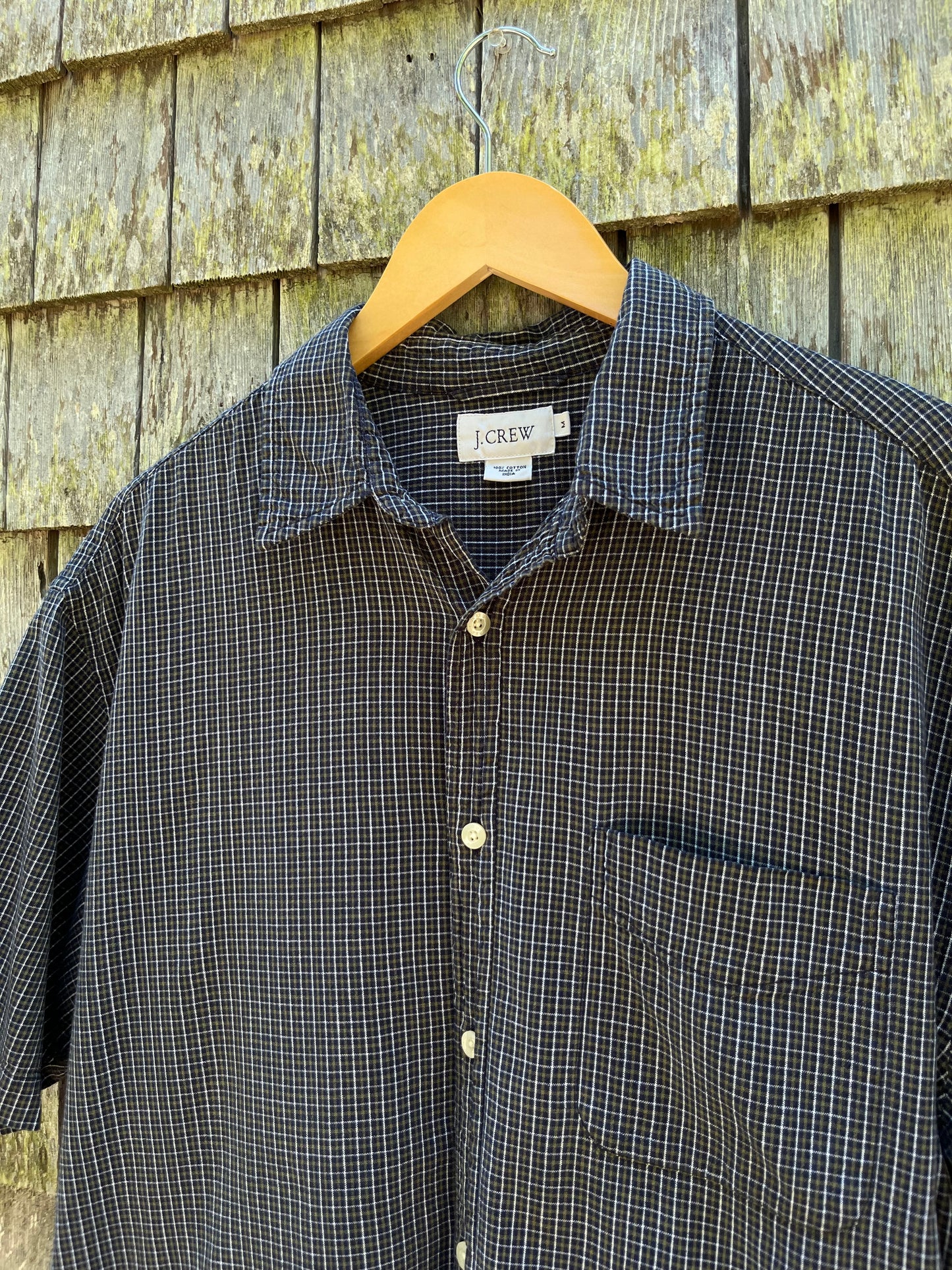90s J.Crew Lightweight Cotton Check Button Front Shirt (L)
