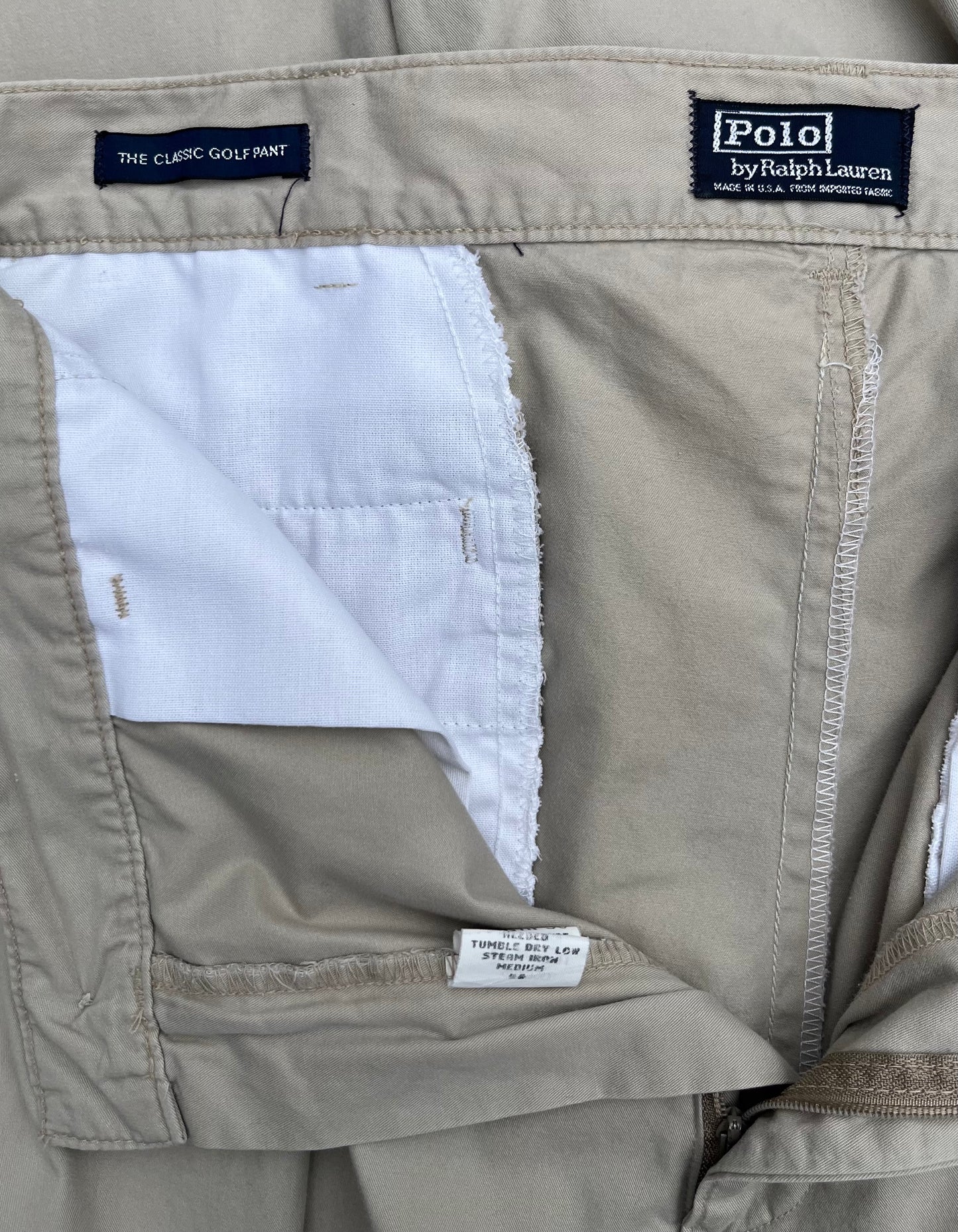 90s Polo Ralph Lauren ‘Original Golf Pant’ Lightweight Khaki Cotton (32/30)