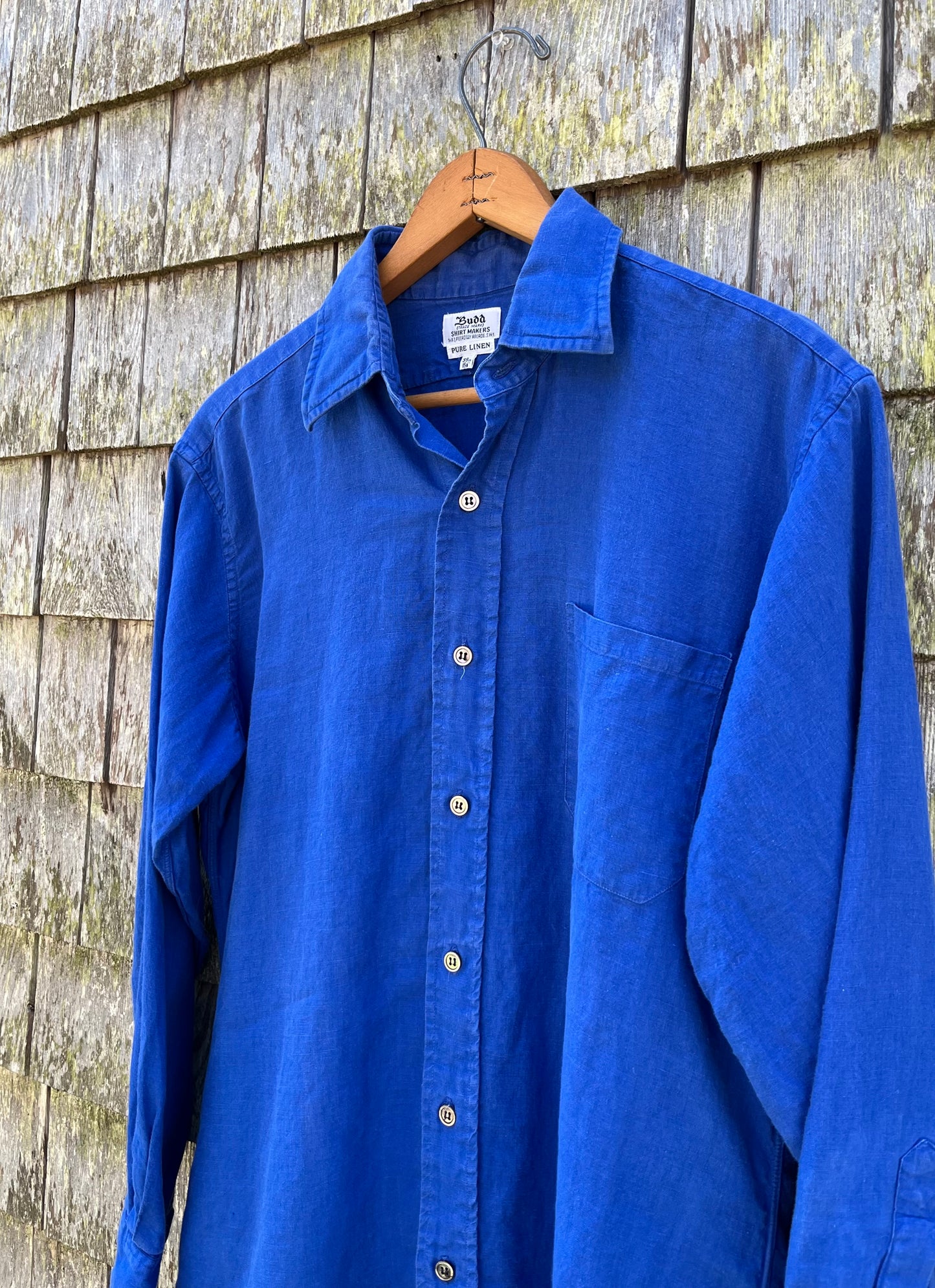 90s Budd Shirtmakers London Linen Button Front Shirt (M/L)