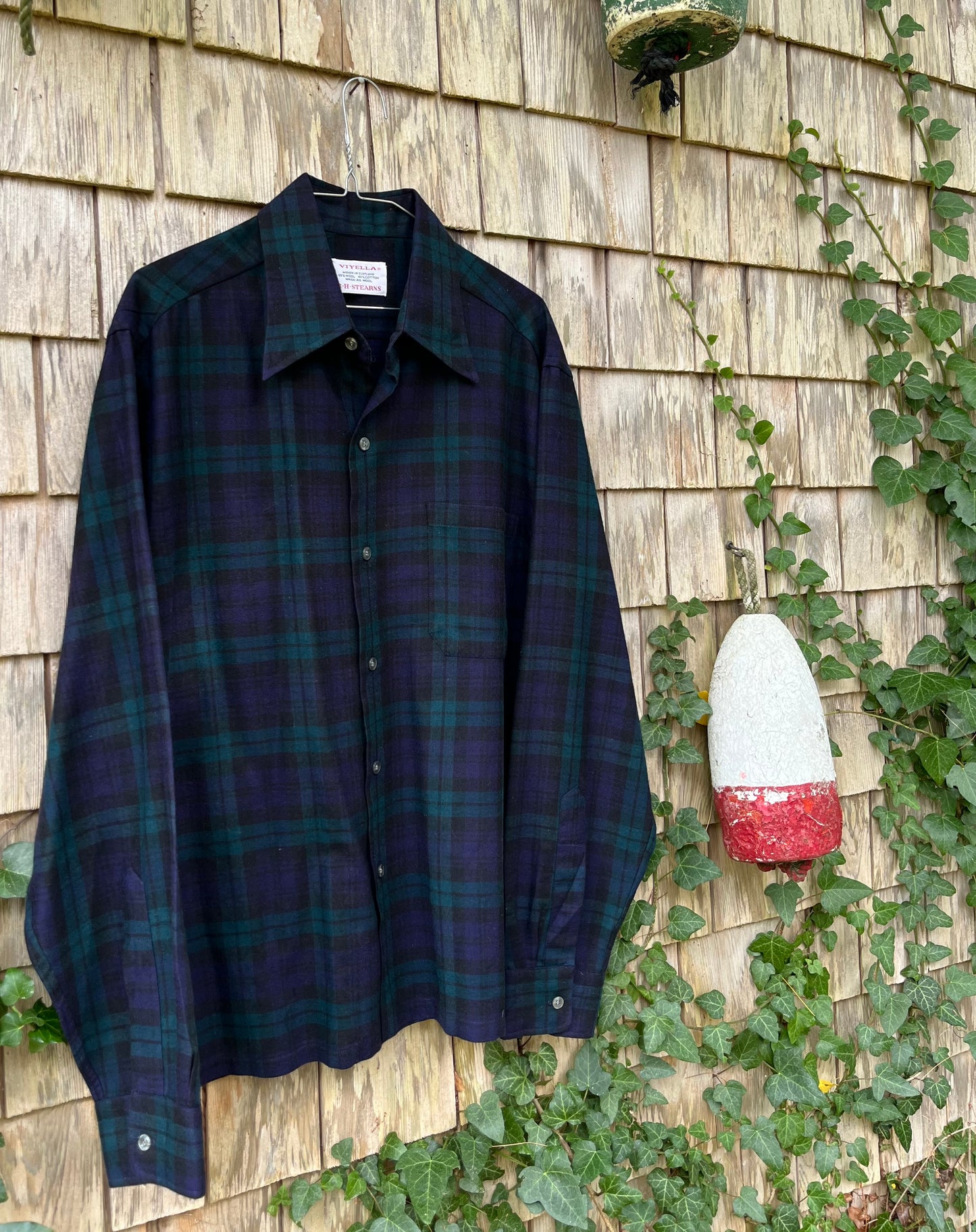 70s R.H. Stearns Viyella Wool Blend Button Front Shirt (XL)