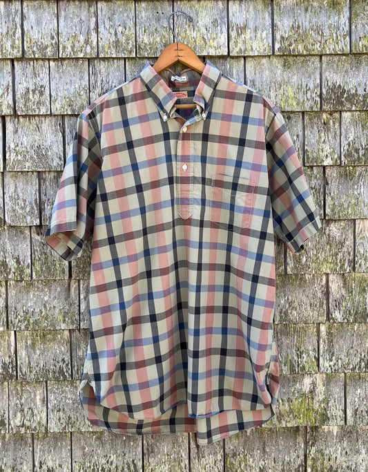 70s The Sail Loft Chatham Short Sleeve Cotton Broadcloth Popover BD Shirt (L/XL)