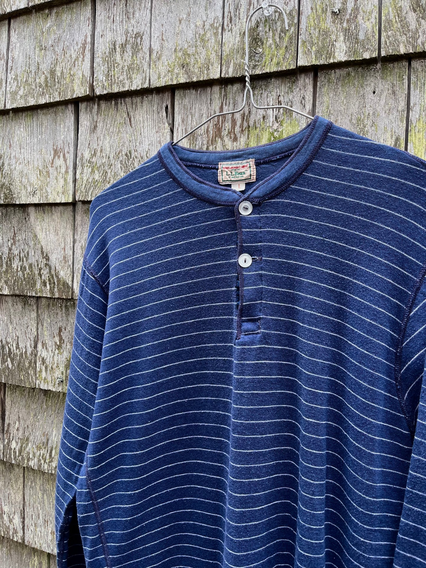 80s L.L. Bean Striped River Driver Thermal Shirt (M)