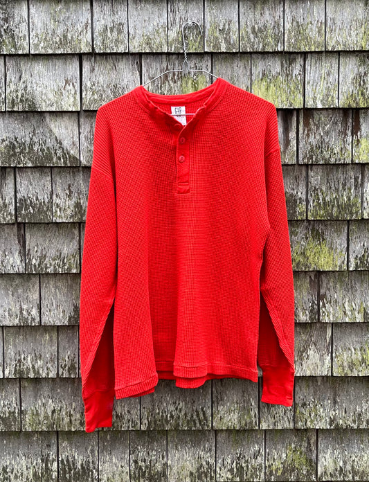90s GAP Henley Collar Cotton Thermal Shirt (M/L)
