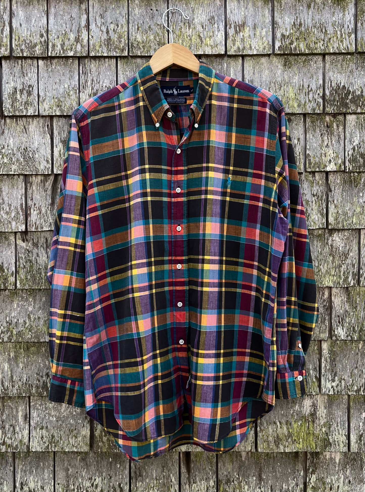 90s Polo Ralph Lauren Cotton Madras Button Down Shirt (L/XL)