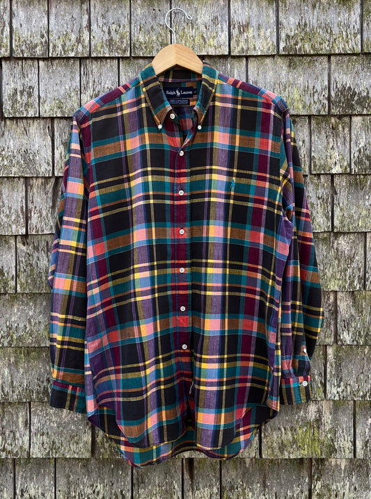 90s Polo Ralph Lauren Cotton Madras Button Down Shirt (L/XL)